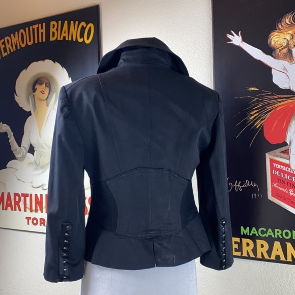 Bebe Collection Black Piping and Corset Suit Sz 10 - Picture 3 of 11